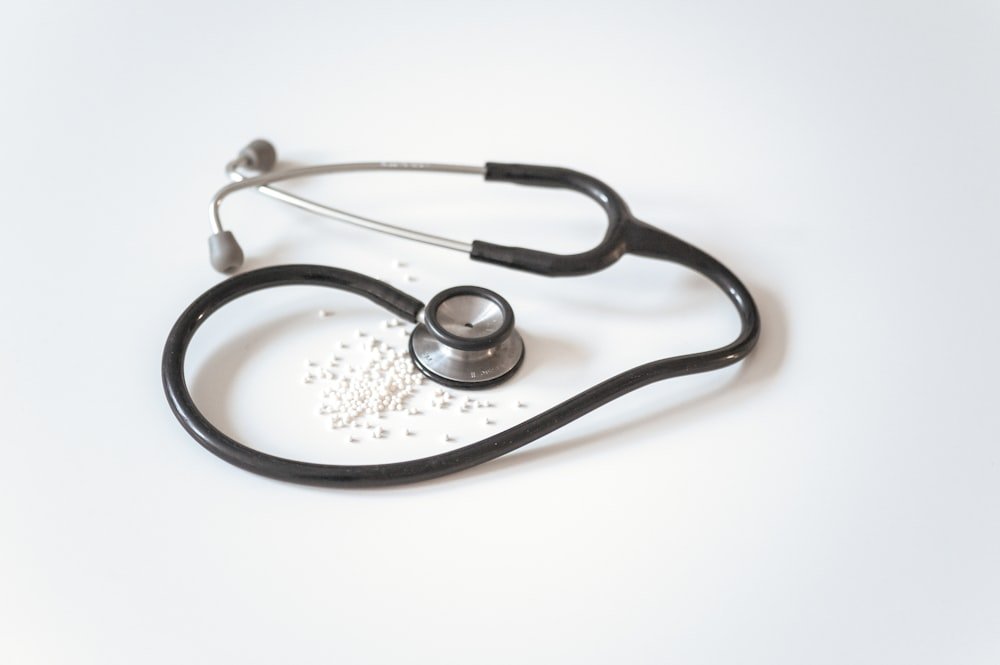 Stethoscope on a clean white surface